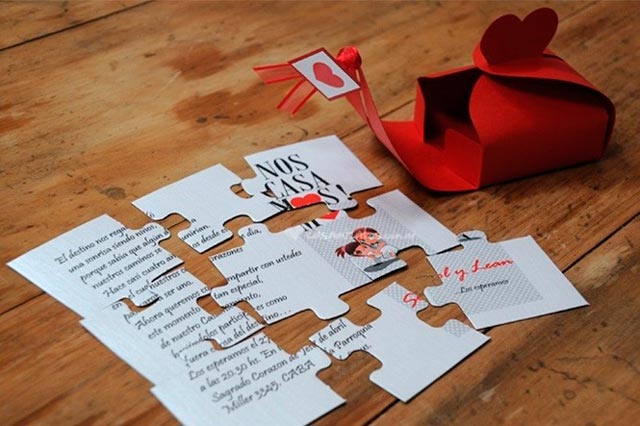 Invitación de boda en forma de puzzle o rompecabezas