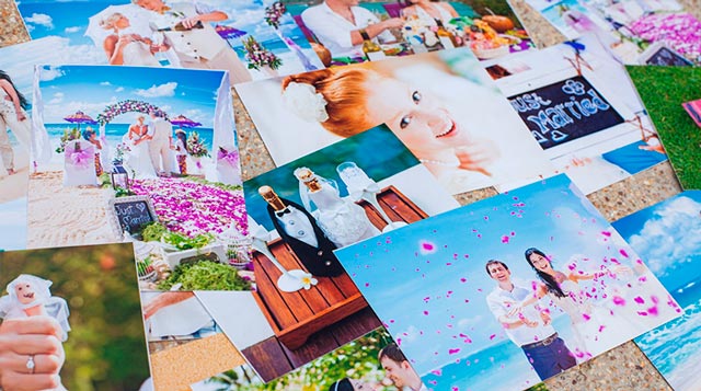 Collage con fotos de recuerdo de vuestra boda en la playa
