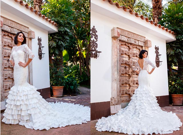Vestido de novia con inspiración flamenca de la diseñadora Silvia Navarro